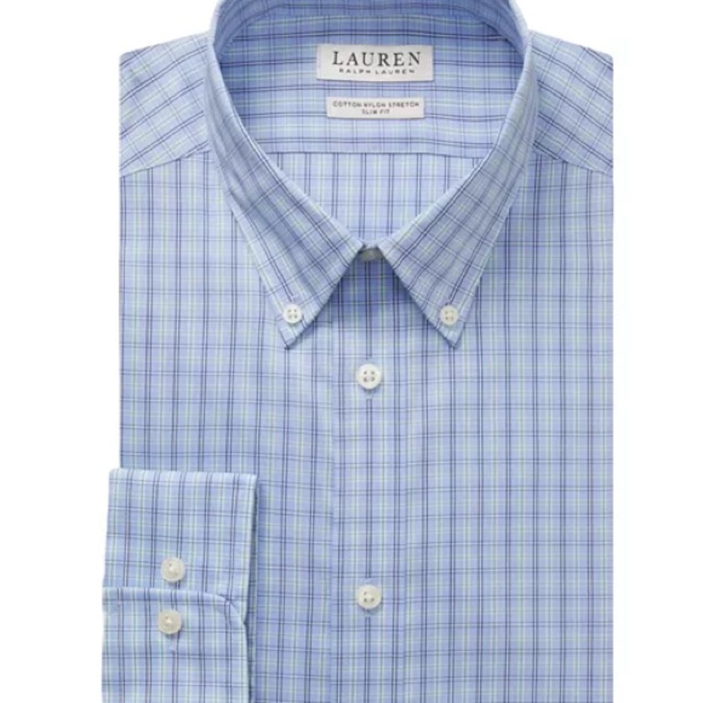 Lauren Ralph Lauren Light Blue Plaid Dress Shirt